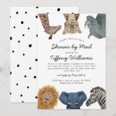 Invitation Safari Animaux Baby showers par la poste (Devant / Derrière)