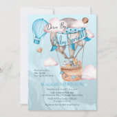 Invitation Safari Animaux Ballons Conduire Par Garçon Bébé Sp (Devant)