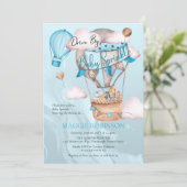 Invitation Safari Animaux Ballons Conduire Par Garçon Bébé Sp (Debout devant)