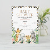 Invitation Safari Animaux Cheetah Baby shower d'impression (Debout devant)