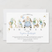 Invitation Safari Animaux Conduite Par Baby shower Verdure Or (Devant)