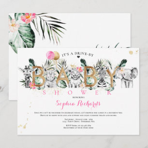 Invitation Safari Animaux Conduite Par Baby shower Verdure Or