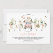 Invitation Safari Animaux Conduite Par Baby shower Verdure Or (Devant)