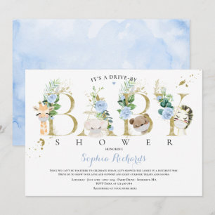 Invitation Safari Animaux Conduite Par Baby shower Vert Bleu