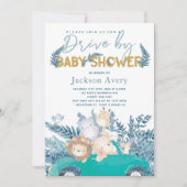Invitation Safari Animaux Conduits Par Baby shower (Devant)