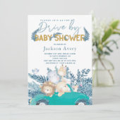 Invitation Safari Animaux Conduits Par Baby shower (Debout devant)