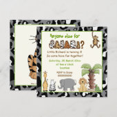 Invitation safari animaux de la jungle anniversaire de enfant (Devant / Derrière)