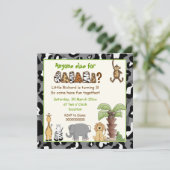 Invitation safari animaux de la jungle anniversaire de enfant (Debout devant)