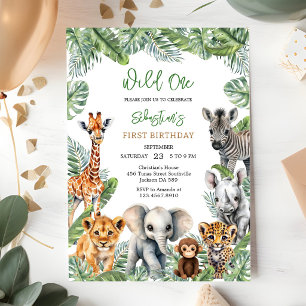 Invitation Safari Animaux de la Jungle Anniversaire Enfants