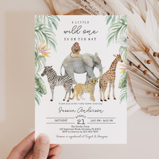 Invitation Safari Animaux de la Jungle Baby Shower