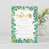 Invitation Safari Animaux de la Jungle en Or (Debout devant)