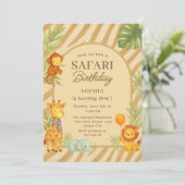 Invitation Safari Animaux de la Jungle Premier Anniversaire (Debout devant)
