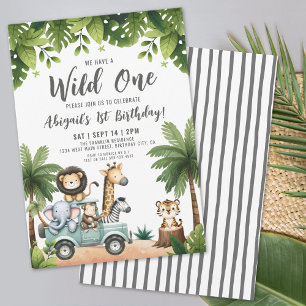 Invitation Safari Animaux de la Jungle Wild One Fête d'annive