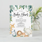 Invitation Safari Animaux Et Baby shower De Foliage (Debout devant)
