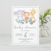 Invitation Safari Animaux et Baby shower verdoyant (Debout devant)