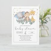 Invitation Safari Animaux et Baby shower verdoyant (Debout devant)