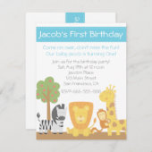 Invitation Safari Animaux fête d'anniversaire (Devant / Derrière)