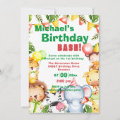 Invitation Safari Animaux Fête d'anniversaire (Devant)