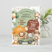 Invitation Safari Animaux Garçon Aventure Anniversaire (Debout devant)