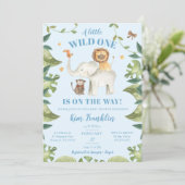Invitation Safari Animaux Garçon Baby shower Wild One Invitat (Debout devant)