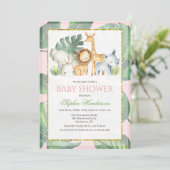 Invitation Safari Animaux Jungle Animaux Baby shower (Debout devant)