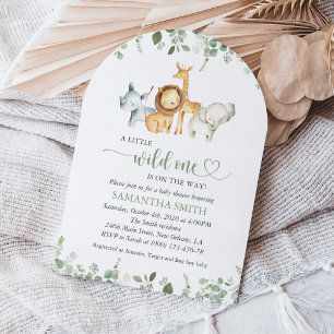 Invitation Safari Animaux, Jungle, Animaux sauvages, Baby sho