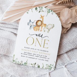 Invitation Safari Animaux, Jungle, Sauvage Un, Premier Annive