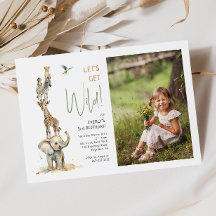 Safari Animaux "Let's Get Wild" Photo Anniversaire