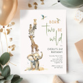 Invitation Safari Animaux "Né Deux Be Wild" Anniversaire de e