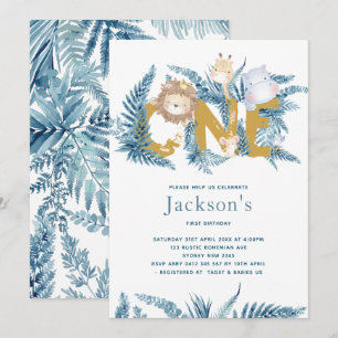 Invitation Safari Animaux premier anniversaire