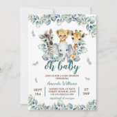 Invitation Safari Animaux Sage Green Baby shower (Devant)