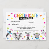 Invitation Safari Animaux sauvages Certificat d'adoption Anni (Devant)