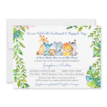 Safari Animaux sauvages Jungle Boy Baby shower Inv