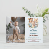 Invitation Safari Animaux sauvages Un 1er anniversaire (Debout devant)