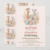 Invitation Safari Animaux sauvages Un 1er anniversaire (Devant / Derrière)