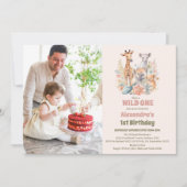 Invitation Safari Animaux sauvages Un 1er anniversaire (Devant)