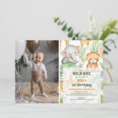 Invitation Safari Animaux sauvages Un 1er anniversaire (Debout devant)