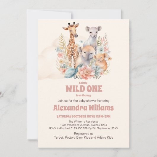 Invitation Safari Animaux sauvages Un Baby shower (Devant)