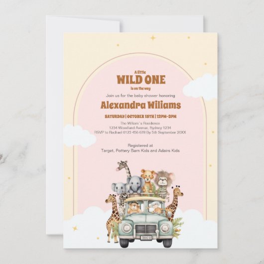 Invitation Safari Animaux sauvages Un Baby shower (Devant)