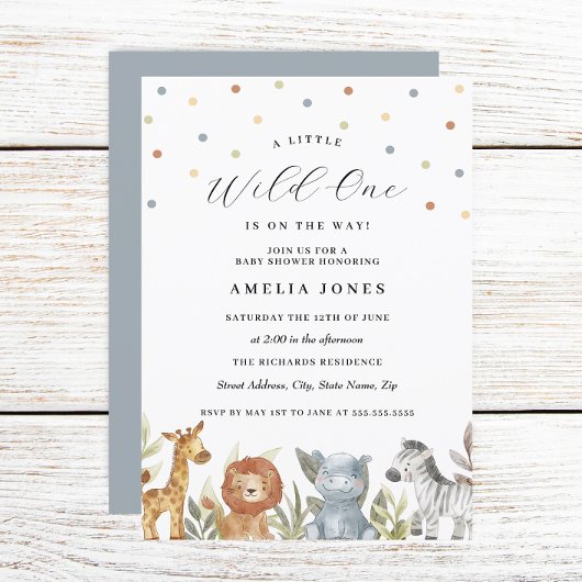 Invitation Safari Animaux sauvages Un Baby shower