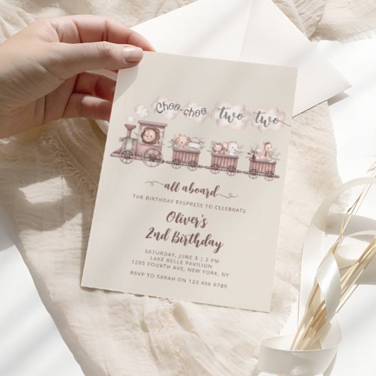 Invitation Safari Animaux Train 2e anniversaire