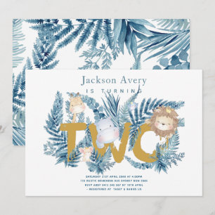 Invitation Safari Animaux Tropical Deuxième Anniversaire