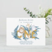 Invitation Safari Animaux Tropical Premier anniversaire (Debout devant)