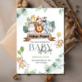 Invitation Safari Animaux Verdure & Baby shower Eucalyptus