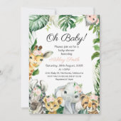 Invitation Safari Animaux Verdure Filles Baby shower (Devant)
