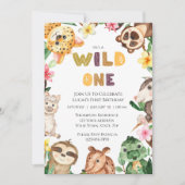 Invitation Safari Animaux Wild One Boys Premier Anniversaire (Devant)