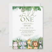 Invitation Safari Animaux Wild One Boys Premier Anniversaire (Devant)