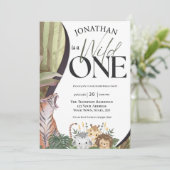 Invitation Safari Animaux Wild Un premier anniversaire (Debout devant)