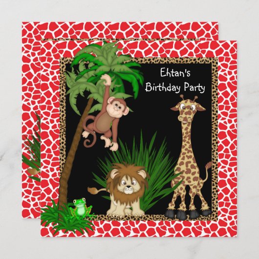 Invitation Safari Anniversaire (Devant / Derrière)