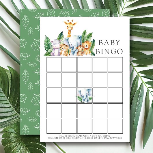 Invitation Safari Aventure Baby shower Jeu de Bingo